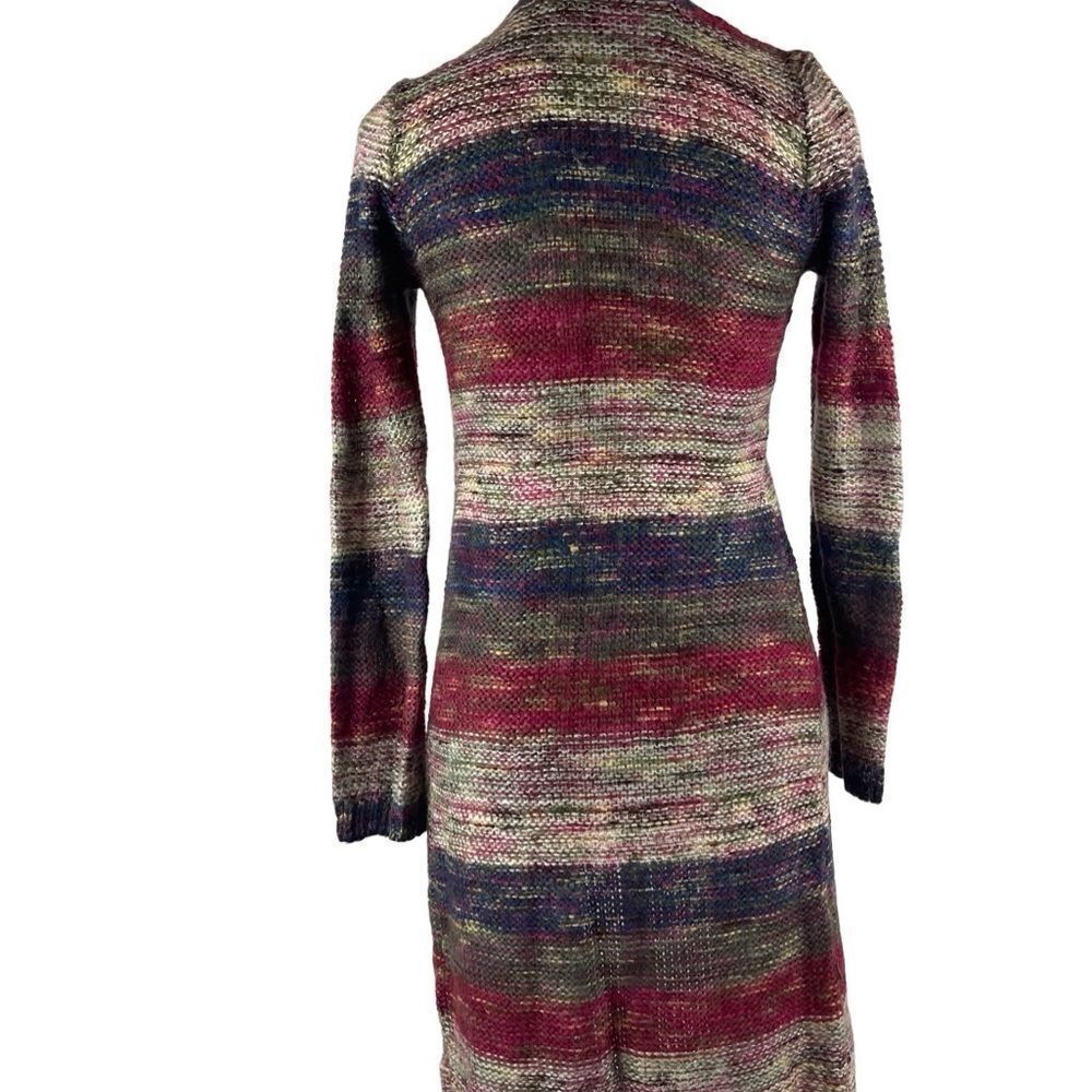 Ultra flirt long colorful striped open knit cardigan size S - Picture 3 of 6